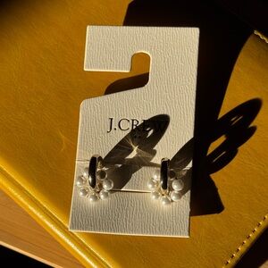 J. Crew Gold Hoop Earrings with Pearl Details